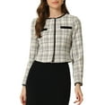 thumbnail image 1 of INSPIRE CHIC Women's Costume Round Neck Button Front Closure Long Sleeve Tweed Jacket L Black White, 1 of 6