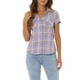thumbnail image 1 of INSPIRE CHIC Edition Women's Plaid Shirts Point Collar Button Down Blouses XL Pastel Purple, 1 of 6