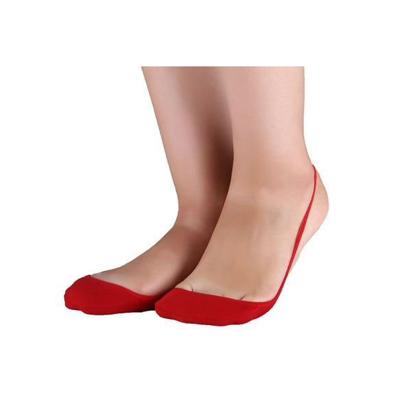 INSPIRE CHIC Women's Cotton Heelless No-Show Low Cut Back Socks Red M