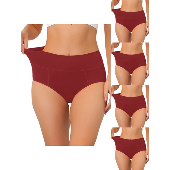 NOMADIC NOOK Women's Cotton High Waist Tummy Control Brief 5 Packs