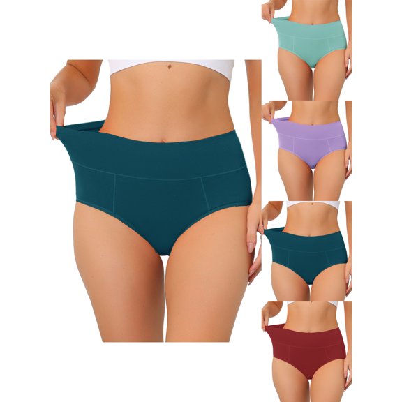 NOMADIC NOOK Women's Cotton High Waist Tummy Control Briefs 5 Packs