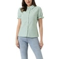 thumbnail image 1 of INSPIRE CHIC Women's Peter Pan Collar Shirt 1950s Vintage Cotton Button Down Blouse S Light Green, 1 of 6