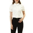 thumbnail image 1 of INSPIRE CHIC Women's Chic Tops Peter Pan Collar 1950s Vintage Button Down Cotton Blouses S White, 1 of 6