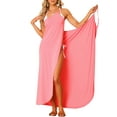 thumbnail image 1 of INSPIRE CHIC Women's Cover Ups Adjustable Strap Backless Wrap Maxi Dress XL Pink, 1 of 5
