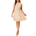 thumbnail image 1 of Allegra K Women's Crew Neck Cap Sleeve A-Line Layered Ruffled Mid-Length Dress, 1 of 5