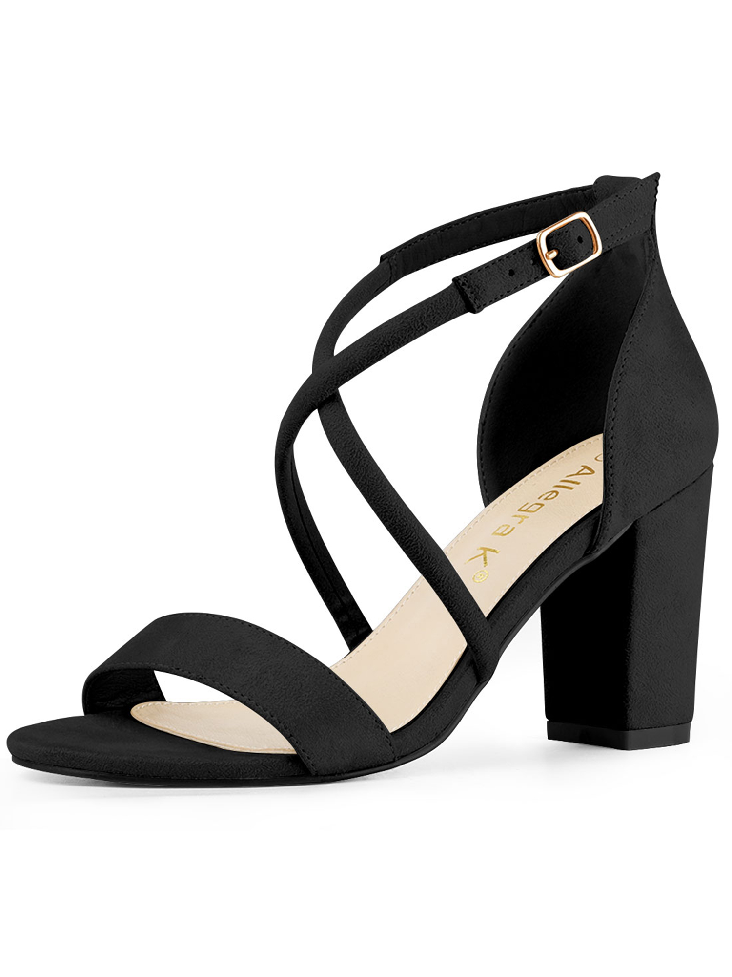 Allegra K Women s Crisscross Ankle Strap Block Heel Sandals