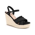 thumbnail image 1 of BLISSFUL STEP Women's Crisscross Fringe Strap Platform Espadrilles Wedge Heel Sandals Black 7, 1 of 7
