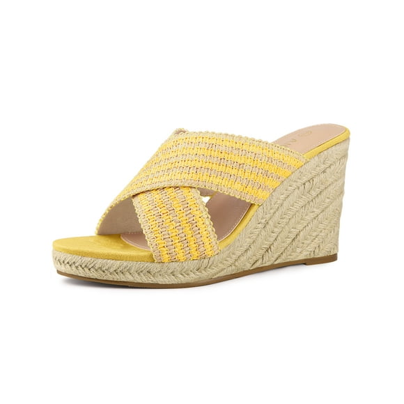 BLISSFUL STEP Women's Crisscross Strap Platform Slide Wedges Sandals