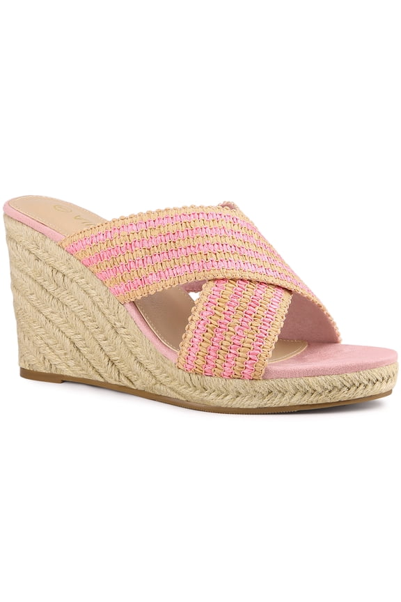 Women's Crisscross Strap Platform Slide Wedges Sandals