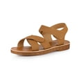 thumbnail image 1 of BLISSFUL STEP Women's Crisscross Straps Ankle Strap Open Toe Flat Sandals, 1 of 7