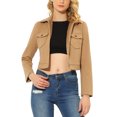 thumbnail image 1 of Allegra K Women's Crop Coat Turn Down Collar Flap Pockets Button Down Winter Wool Flannel Jacket, 1 of 5