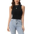 thumbnail image 1 of INSPIRE CHIC Women's Crop Faux Fur Sleeveless Top Black S, 1 of 5