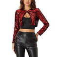 thumbnail image 1 of INSPIRE CHIC Women's Cropped Cardigan Sequin Open Front Long Sleeve Glitter Shrug XL Red, 1 of 6