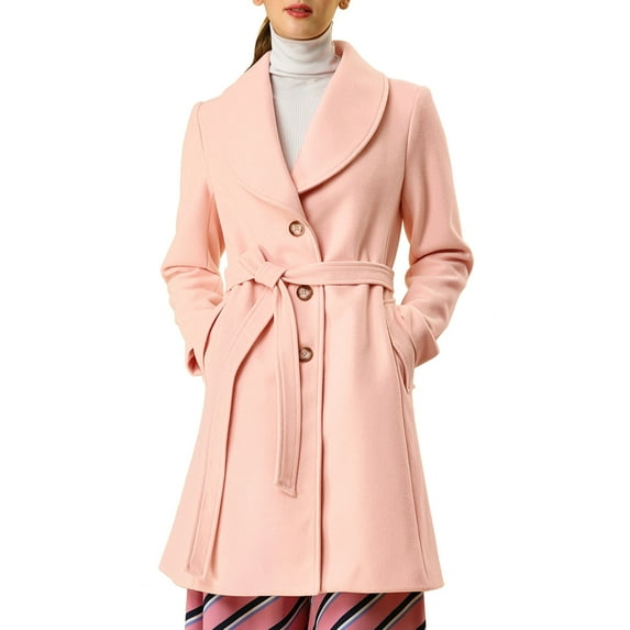 INSPIRE CHIC Women's Cute Turn Down Collar Single Breasted Long Belted Trenchcoat