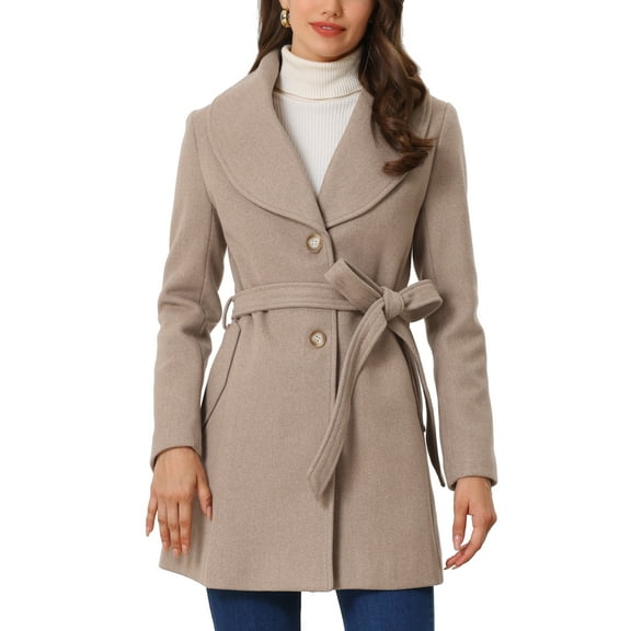 INSPIRE CHIC Women's Cute Turn Down Collar Single Breasted Long Belted Trenchcoat XS Light Khaki