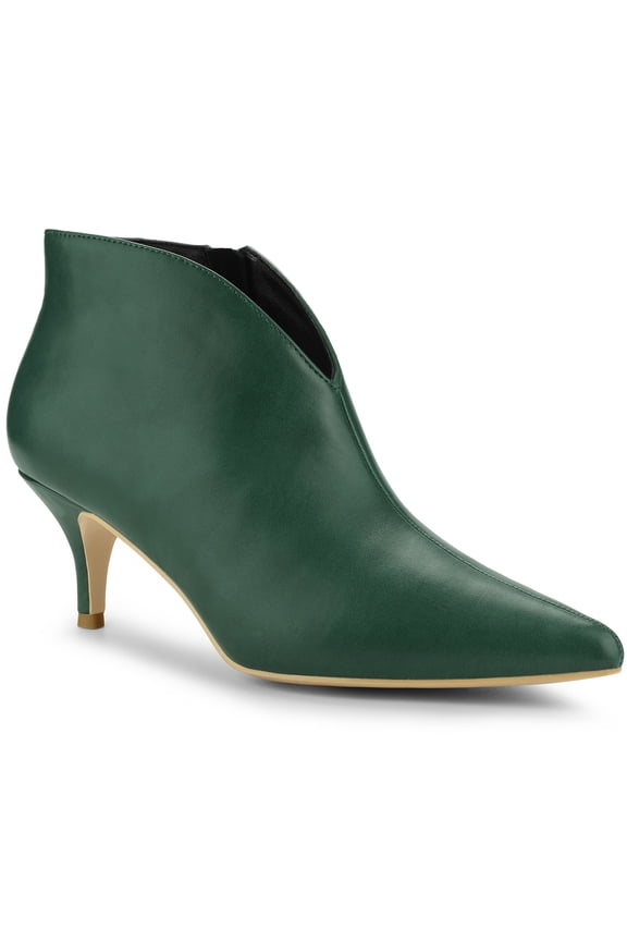 Women's Cutout Stiletto Heels Ankle Booties Dark Green 7