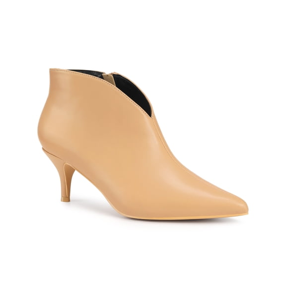 BLISSFUL STEP Women's Cutout Stiletto Heels Ankle Booties Nude 10