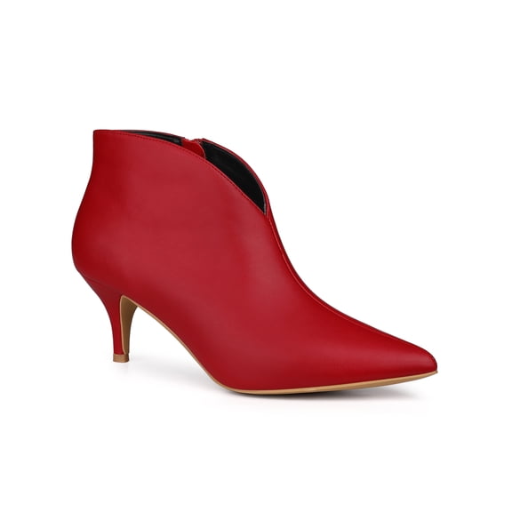 BLISSFUL STEP Women's Cutout Stiletto Heels Ankle Booties Red 5.5