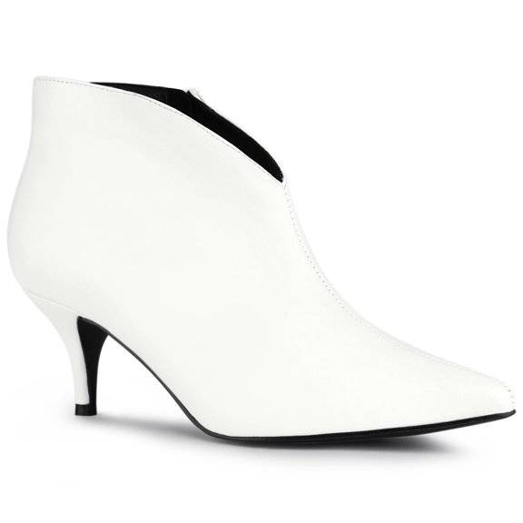 BLISSFUL STEP Women's Cutout Stiletto Heels Ankle Booties White 7