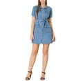 thumbnail image 1 of INSPIRE CHIC Women's Denim Dress Belted Full Placket Jean Dresses S Deep Blue, 1 of 7