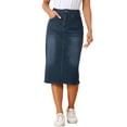thumbnail image 1 of INSPIRE CHIC Women's Denim Skirts High Waist Zipped Split Back Midi Jean Skirts with Pockets M Black Blue, 1 of 6