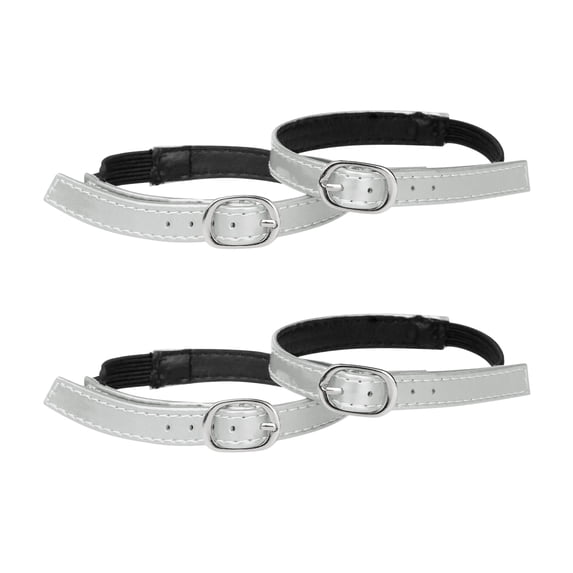 INSPIRE CHIC Women's Detachable Ankle Straps Solid Color Elastic Band Shoe Buckle Belt for Heels Lacquer Silver 33.5cm/13.19"