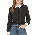thumbnail image 1 of Allegra K Women's Dots Printed Point Collar Button Down Shirt Blouses, 1 of 6