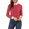 thumbnail image 1 of INSPIRE CHIC Women's Dots Printed Point Collar Button Down Shirt Blouse Red M, 1 of 6