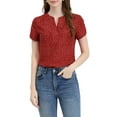 thumbnail image 1 of INSPIRE CHIC Women's Dots Printed V Neck Short Sleeve Work Office Blouse Top XL Red-1, 1 of 7