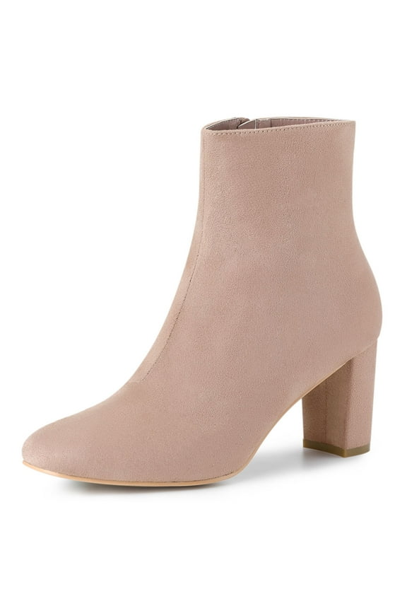 Valentine's Women's Boot Dress Side Zip Block Heel Ankle Boots Dust Pink 10