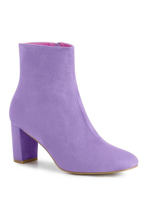 Valentine's Women's Boot Dress Side Zip Block Heel Ankle Boots Purple 8