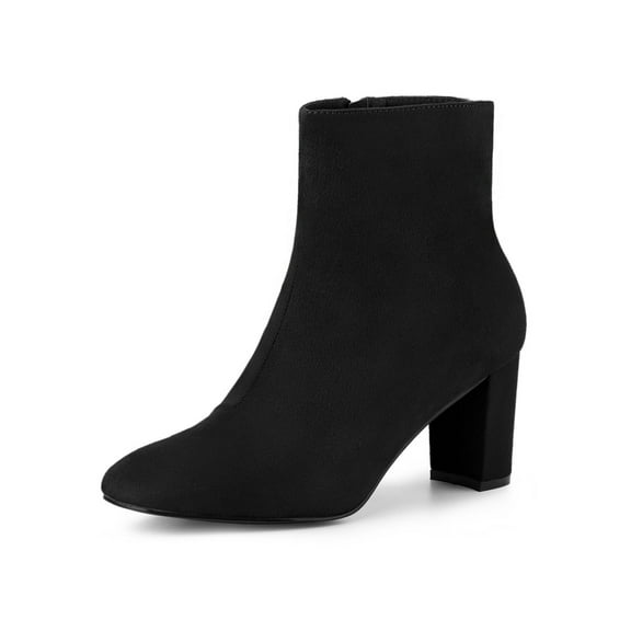 BLISSFUL STEP Women's Boot Dress Side Zip Block Heel Ankle Boots Black 8