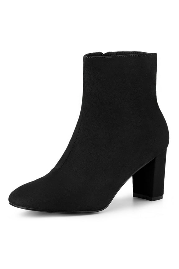 Valentine's Women's Boot Dress Side Zip Block Heel Ankle Boots Black 8