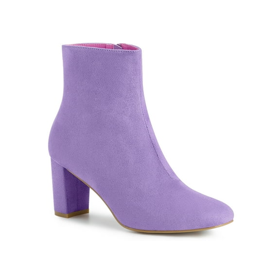 BLISSFUL STEP Valentine's Women's Boot Dress Side Zip Block Heel Ankle Boots Purple 9