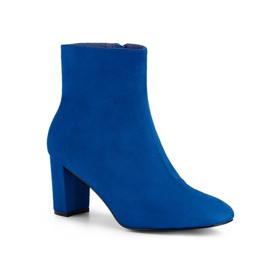 BLISSFUL STEP Valentine's Women's Boot Dress Side Zip Block Heel Ankle Boots Dark Blue 10