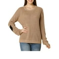 thumbnail image 1 of Allegra K Women's Drop Shoulder Elbow Cat Patch Loose Pullover Sweater, 1 of 6