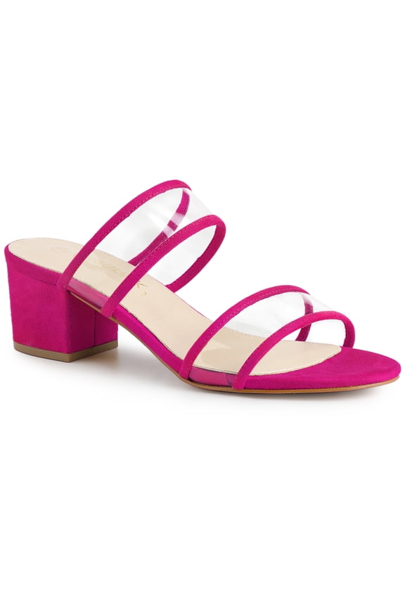 Women's Dual Straps Block Heel Slide Sandals