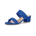 thumbnail image 1 of BLISSFUL STEP Women's Shoes Dual Straps Mid Chunky Heel Slide Sandals Royal Blue 5.5, 1 of 8