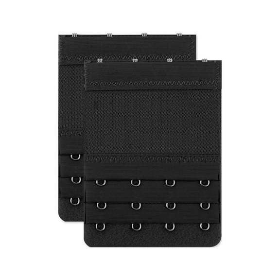 INSPIRE CHIC Women's Elastic Bra Hook Extensions 3 Rows 2 Pcs Black-2