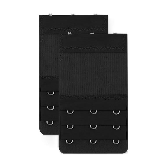 INSPIRE CHIC Women's Elastic Bra Hook Extensions 3 Rows 2 Pcs Black-1