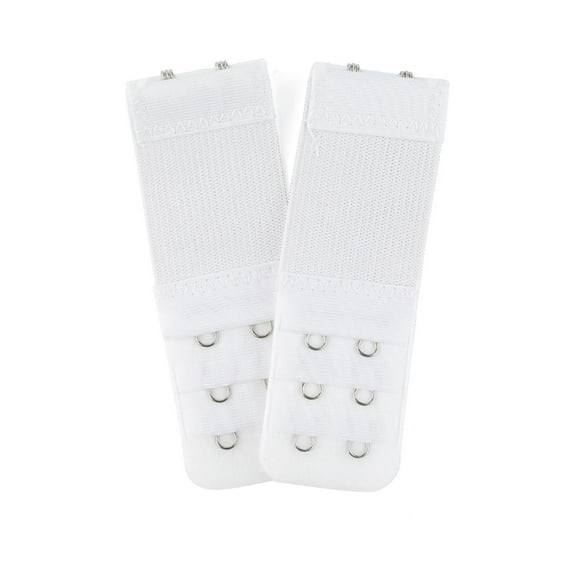 INSPIRE CHIC Women's Elastic Bra Hook Extensions 3 Rows 2 Pcs White-3