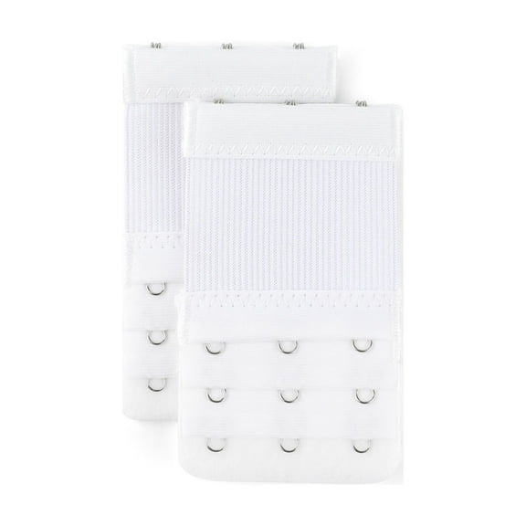 INSPIRE CHIC Women's Elastic Bra Hook Extensions 3 Rows 2 Pcs White-1