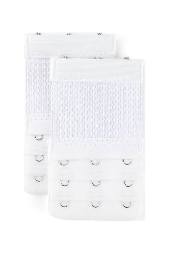 2pcs Bra Strap Extenders Set 3 Rows 2 Hooks/3 Hooks/4 Hooks Elastic Bra Hook Extensions White 3-hooks