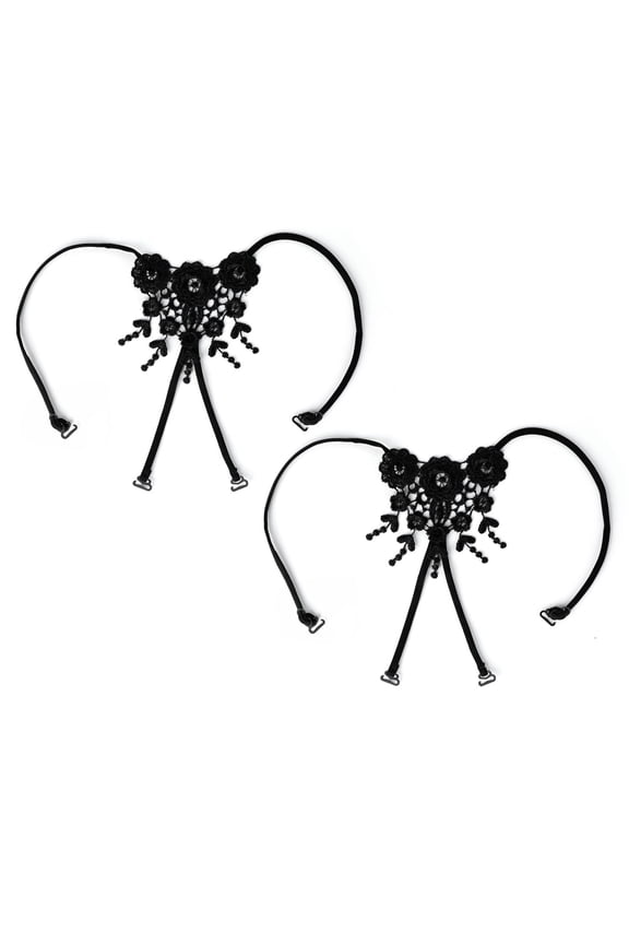 Elastic Cross Back Bra Shoulder Straps Lace Wrap for Dress for Women Black