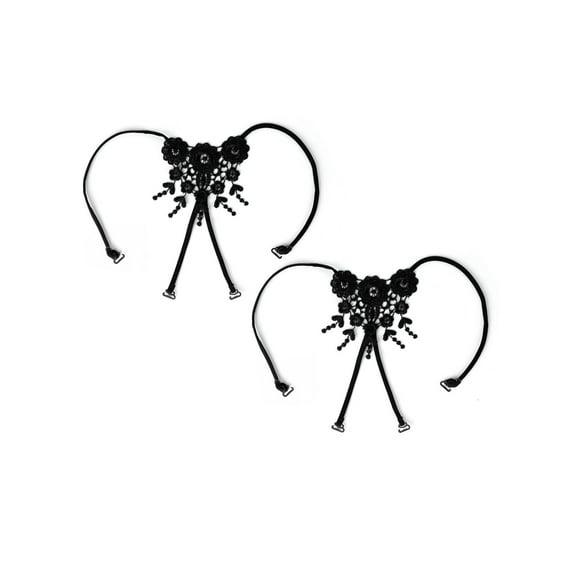 INSPIRE CHIC Elastic Cross Back Bra Shoulder Straps Lace Wrap for Dress for Women Black