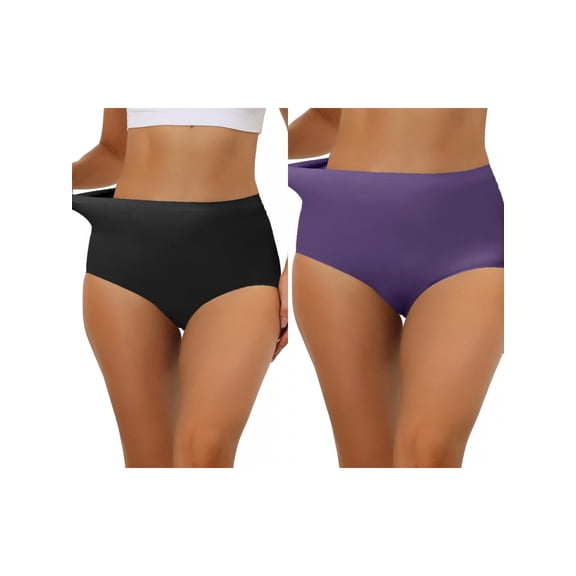 NOMADIC NOOK Women's Elastic High-Waisted Unlined Brief Breathable Hipster Underwear 2 Packs