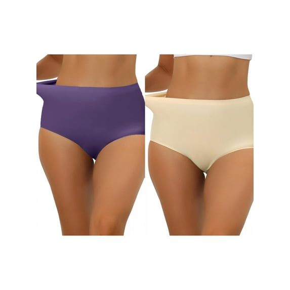 NOMADIC NOOK Women's Elastic High-Waisted Unlined Brief Breathable Hipster Underwear 2 Packs