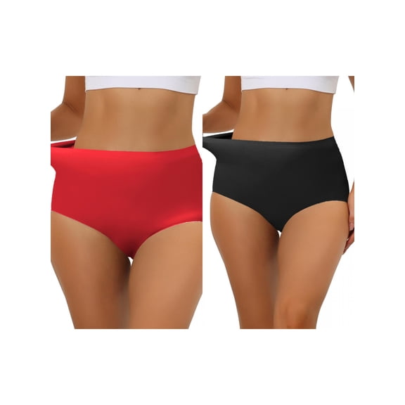 NOMADIC NOOK Women's Elastic High-Waisted Unlined Brief Breathable Hipster Underwear 2 Packs