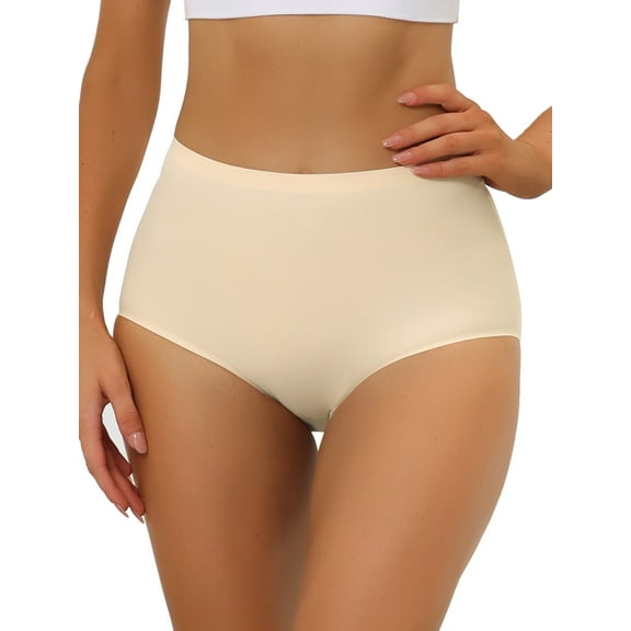 INSPIRE CHIC Women's Elastic High-Waisted Unlined Brief Breathable No Show Hipster Underwear L Beige