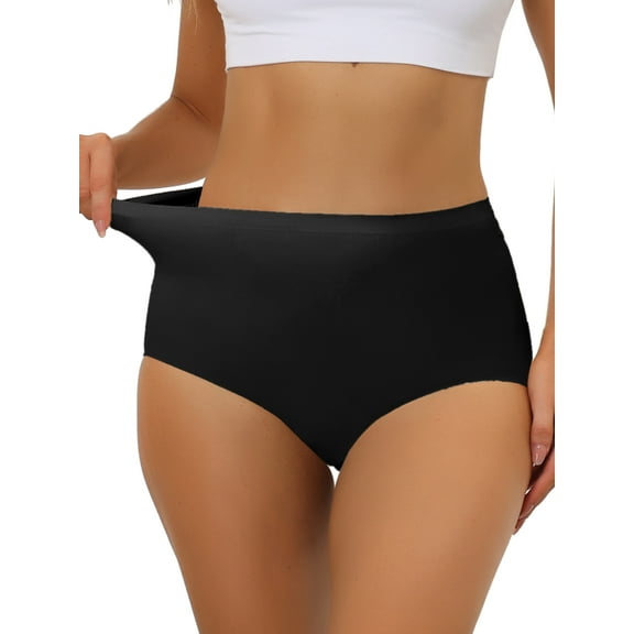INSPIRE CHIC Women's Elastic High-Waisted Unlined Brief Breathable No Show Hipster Underwear S Black